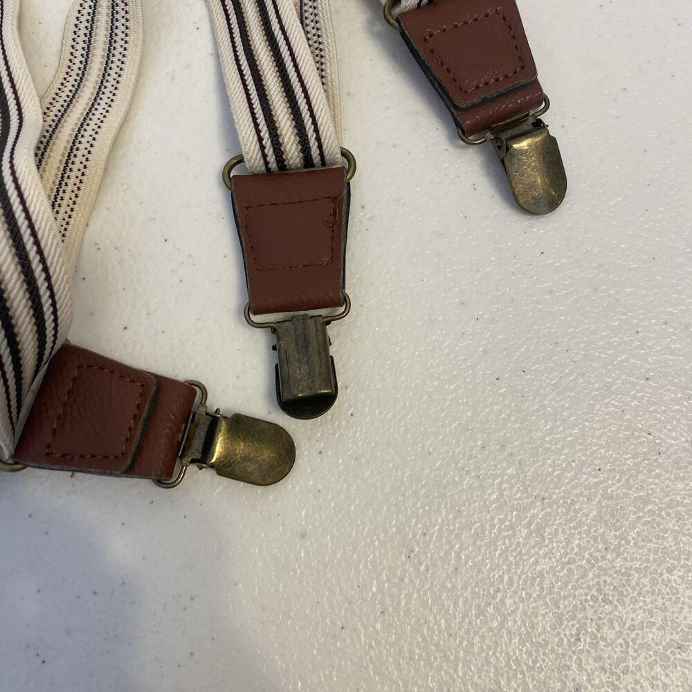 Vintage Heavy Duty Men Suspenders X-Multicolor Elastic 1” Wide Adjustable Braces - Picture 3 of 6